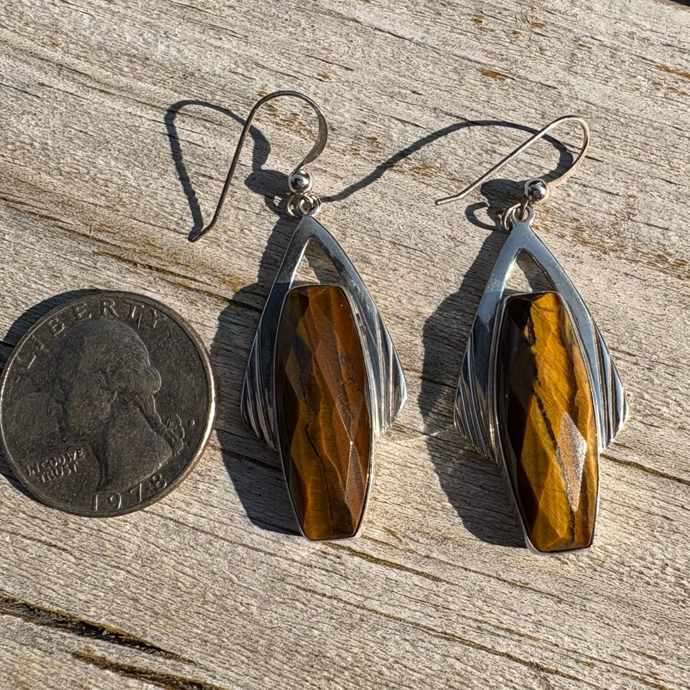 Jay King Tigers Eye & Sterling Silver Earrings - Picture 4 of 10